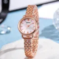 Montre élégante pour femme en acier or rose avec cadran en marbre blanc et quartz - Bracelet Or Cadran Blanc (ND9734刻) / Or/Blanc