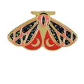 Mott-vormige metalen emaille broche met hemelse maan- en sterpatronen - Ster Maan Rood Roze Mot Stijl (C2740-3)