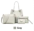 Elegante set di 4 borse da donna grigio chiaro con borsa tote e pochette a tracolla - Grigio