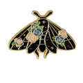 Artistieke mot emaille speld met blauwe en roze rozenpatronen voor kleding decor - Roos Bloem Mot Stijl (C2740-4)