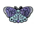 Artistic butterfly enamel pin with He/they pronouns in purple and light blue colors - He-They Purple Butterfly Style (C2740-5)