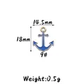 Blue enamel gold-tone alloy anchor charm for DIY jewelry making, 18mm x 14.5mm - 9# Anchor