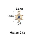 Gold alloy ship wheel pendant with blue evil eye detail for DIY jewelry making - 10# Rudder