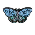 Butterfly enamel pin brooch with They/Them pronoun design on a clean white background - They-Them Blue Green Butterfly Style (C2740-8)