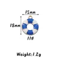 Nautical blue and white lifebuoy charm for DIY jewelry making, 15x18mm enamel pendant - 11# Lifebuoy