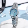 Montre élégante NAIDU pour femme avec bracelet en acier argenté et cadran en marbre bleu clair - Bracelet Argent Cadran Bleu (ND9734刻) / Argent/Bleu