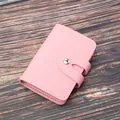 Porta biglietti da visita ultra sottile in pelle rosa con chiusura a scatto in metallo - Modello B / Rosa