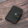 Portacarte professionale sottile in pelle nera con slot multipli e chiusura a scatto - Modello B / Nero