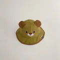 Adorable olive green baby bear bucket hat with 3D ears and embroidered face for sun protection - 47-49CM / Avocado Green