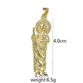 18K vergoldeter religiöser Saint Jude Anhänger mit Zirkonia-Mikropflaster, 4,0 cm hoch - Hl. Judas Stil (D2016JB)