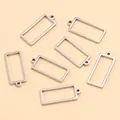 Détail des pendentifs rectangulaires en acier inoxydable argenté pour bijoux DIY. - Rectangle-Petit / 8X18X1.2mm / Acier