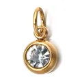 Close-up of a gold stainless steel circular birthstone pendant with clear gemstone - April Birthstone (6mm)