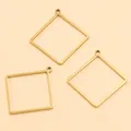 Lot de trois breloques carrées dorées pour la création de bijoux DIY et résine - Forme Carrée - Grand / 21X21X1.2mm / Or