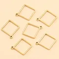 Détail de breloques géométriques carrées en acier inoxydable doré pour création DIY - Carré - Petit / 13X13X1.2mm / Or