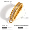 Chiusura per bikini in acciaio inossidabile dorato con pietre incastonate per gioielli - Chiusura a Bocca di Pesce con Fila Completa di Strass (PJ94181) / 27.9x5.6mm / Oro