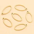 Gros plan de cadres géométriques ovales dorés en acier inoxydable pour bijoux DIY - Ovale - Petit / 8X17X1.2mm / Or