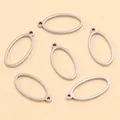 Vue détaillée de cadres de pendentifs ovales en acier inoxydable pour bijoux DIY - Ovale - Petit / 8X17X1.2mm / Acier