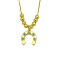 Detailed view of the 18K gold plated horseshoe pendant with turquoise accents - Horseshoe (DN260602-K)