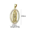 Pendaglio religioso Vergine Maria con alone in zirconia, placcato oro 18 carati fine - Stile Maria di Guadalupe (D2029JB)