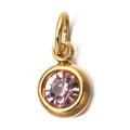 Close-up of a golden stainless steel pendant featuring a faceted pink birthstone. - October Birthstone (6mm)