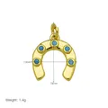 Detailed view of gold-plated horseshoe pendant with blue stones and size markings - Horseshoe (DN260602-A)