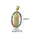 Pendaglio Vergine Maria placcato oro 18K con pietre di zircone colorate e misure - Stile Rilievo Maria Colorato (D2029JC)