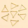 Vue détaillée de breloques triangles creux en acier inoxydable doré pour bijoux DIY - Triangle - Petit / 13X13X1.2mm / Or