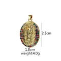 Ciondolo ovale Vergine Maria placcato oro 18K con zirconi colorati, misura 2.3x1.8cm - Stile Ovale Maria Colorato (D2031JC)
