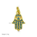 Hamsa pendant detail showing 18mm height, 9mm width and 0.9g weight specifications - Hamsa Hand (DN260602-D)
