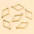Gros plan de breloques géométriques en losange en acier inoxydable doré pour bijoux DIY - Forme de Losange - Petit / 9X17X1.2mm / Or