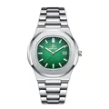 Reloj de cuarzo para hombre en acero plateado con esfera verde y fecha - Caja Plateada Esfera Verde