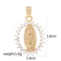 Ciondolo Vergine Maria placcato oro con bordo in zirconi, dimensioni 1,8x1,4 cm. - Piccolo Stile Maria di Guadalupe (D2021JB)