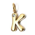 Gold plated stainless steel letter K pendant with clear crystal birthstone accent. - Letter K