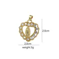 Ciondolo a cuore placcato oro 18K con icona della Vergine Maria e zirconi chiari - Stile Cuore Rilievo Maria (D2027JB)