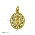 Detailed 45-degree view of the 21mm Virgin Mary gold pendant with dimensions and weight - Oval Hollow Virgin Mary (DN260602-I)