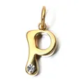 Gold initial P pendant necklace with sparkling birthstone detail, stainless steel DIY jewelry. - Letter P