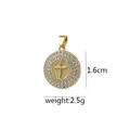 Elegante ciondolo a croce rotondo placcato oro 18K con micro-pavé di zirconi - Stile Tondo Pavé Croce (D2007JB)