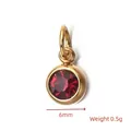 Ciondolo fai-da-te con pietra portafortuna rossa tonda 6mm in acciaio dorato, 0,5g - Pietra Portafortuna Gennaio (6mm)
