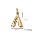 Small gold-plated stainless steel letter A charm pendant with crystal birthstone for DIY jewelry - Letter A
