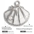 Detailed silver stainless steel shell pendant with pearl and starfish for DIY jewelry making - Silver White Enamel Starfish Shell Artificial Pearl Pendant (PJ94016SA) / 26.3x23.8mm / Silver
