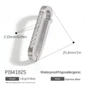 Silver stainless steel DIY jewelry connector with inlaid rhinestones and detailed dimensions - Eight Rhinestone Long Fish Mouth Clasp (PJ94182S) / 25.4x2.33mm / Silver