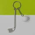 Gedetailleerde weergave van een creatieve sleutelhanger met metalen golfclub en bal - 7.8*2.6cm, 17.8g / Wit