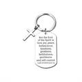 Détail d'un porte-clés en acier inoxydable avec verset biblique Galates 5:22-23 - Sac OPP / Argent (Galates 5:22-23)
