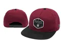 Two-tone burgundy and black flat brim snapback hat featuring a vintage quality embroidery patch - Style-57 / Adjustable