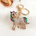 Funkelnder Einhorn-Schlüsselanhänger aus Legierung mit bunten Details und goldenem Karabiner - 2# Mehrfarbig