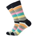 Levendige veelkleurige gestreepte crew-sokken voor heren en dames streetstyle. - Maat 38-45 / Grijs Oranje Groen Gestreept