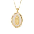 Close-up of vintage relief pendant with Virgin Mary portrait and sparkling rhinestone stones - Pendant Only (Without Chain)(1870) / Style 15