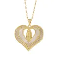 Close-up of gold heart pendant with Virgin Mary relief and shell inlay - Pendant Only (Without Chain)(1870) / 19