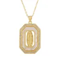 Gold-plated octagonal pendant necklace featuring Virgin Mary and mother of pearl inlay - Pendant Only (Without Chain)(1870) / 20
