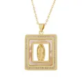 Detailed view of a vintage square pendant with Our Lady of Guadalupe and shell inlay - Pendant Only (Without Chain)(1870) / 21